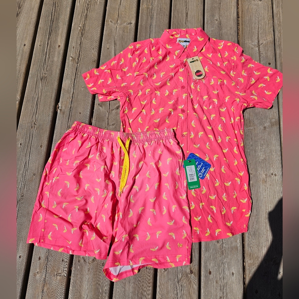 Tipsy Elves Pink and Yellow Banana Split Party Suit